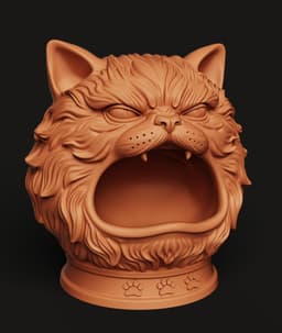 Angry Cat Tool Holder | Grumpy Feline Desk Organizer | Funny Cat Statue 3d model