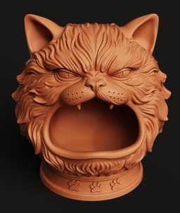 Angry Cat Tool Holder | Grumpy Feline Desk Organizer | Funny Cat Statue 3d model