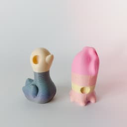 Flushies Keychain Set, Duck, Dino, and Squid 3d model