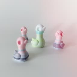 Flushies Keychain Set, Duck, Dino, and Squid 3d model