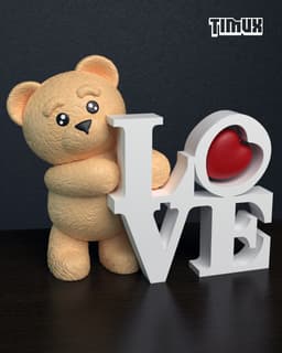 TEDDY BEAR WITH LOVE SIGN V2 3d model