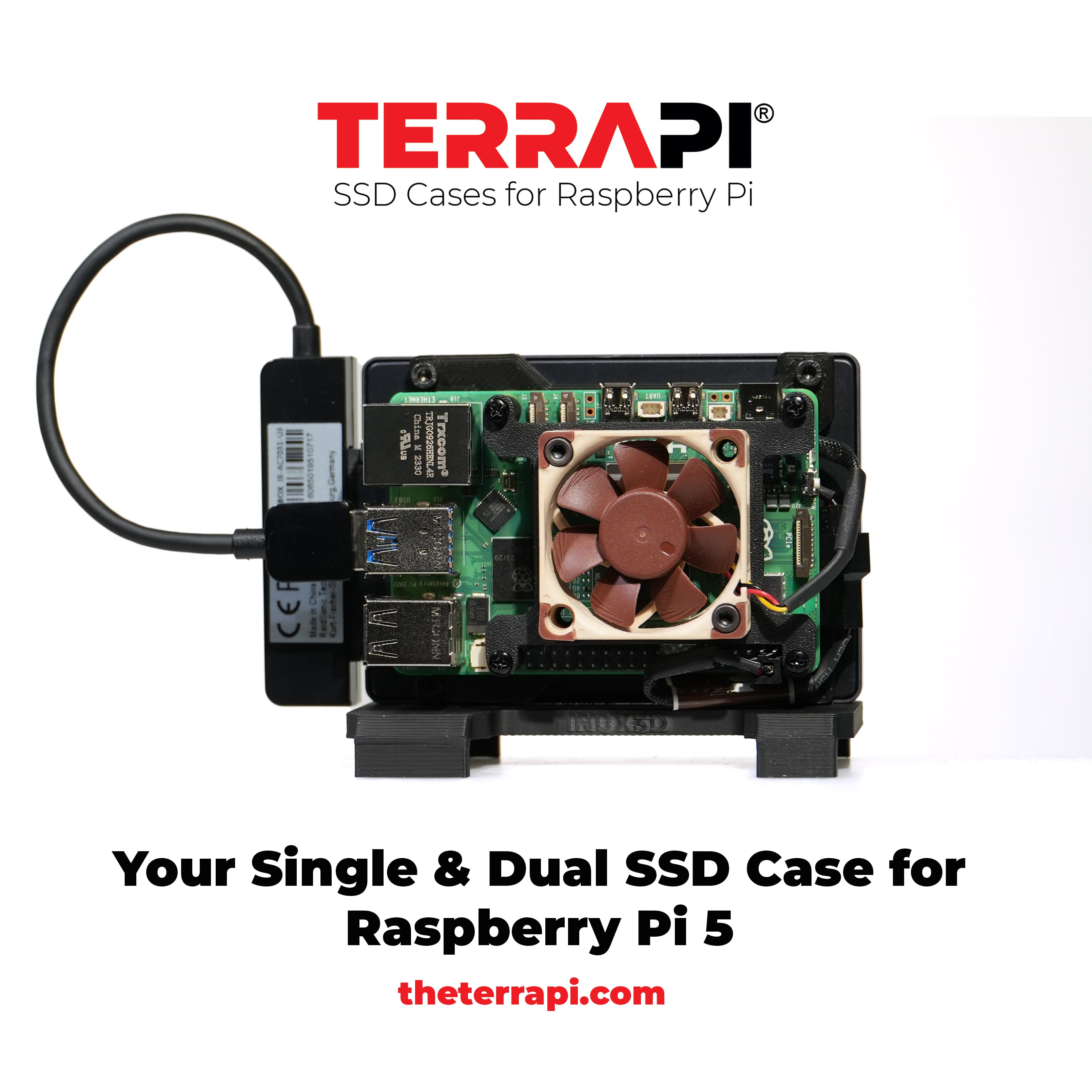 TerraPi SSD Case / Stand for Raspberry Pi (all models) 3d model