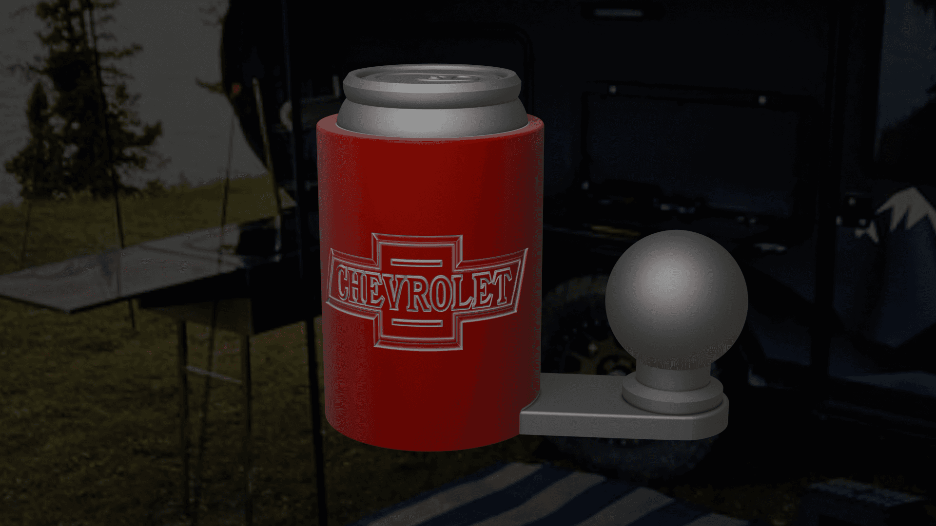 Chevy Trailer Hitch Beer Can Holder 3d model