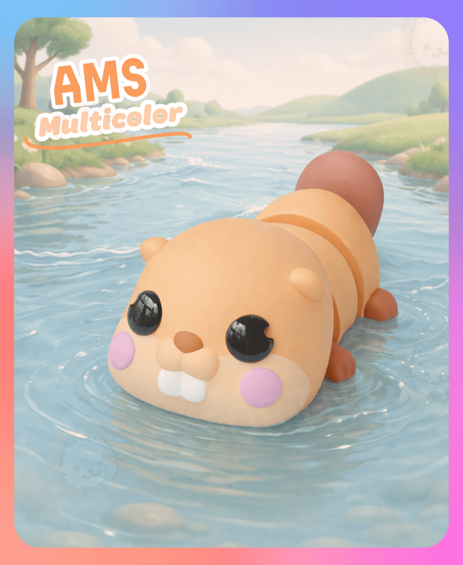 Flexi Beaver Keychain (Multicolor) 3d model