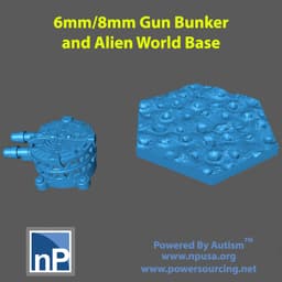 6mm-8mm Gun Emplacement and Alien Landscape Hex Base 3d model