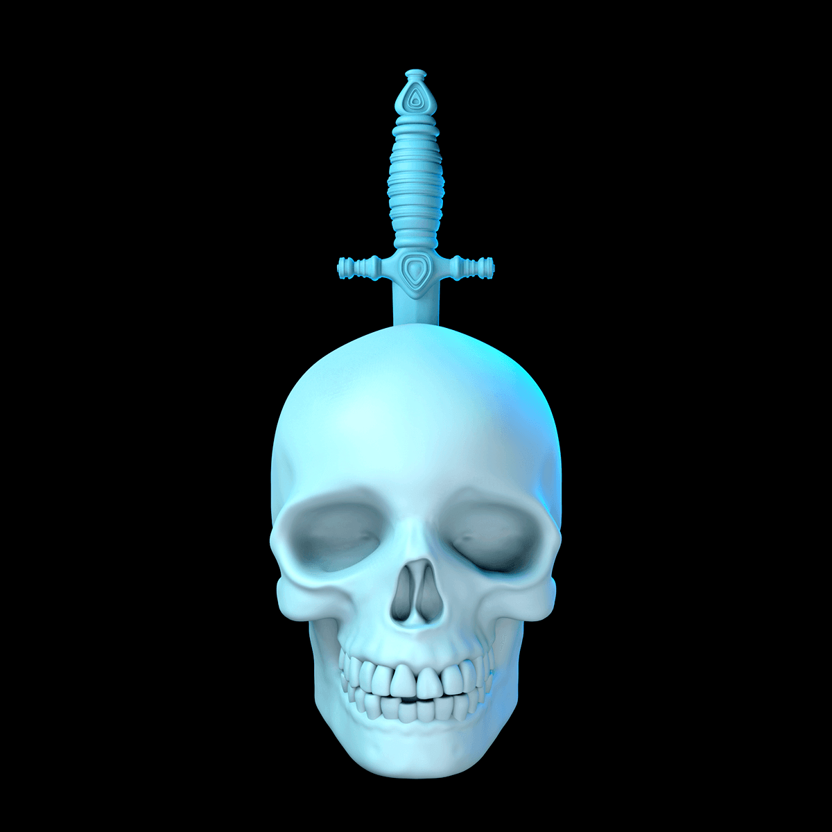 Skull with Knife 3d model