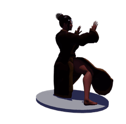Beautiful Asian Woman Performing a Kata v2 3d model