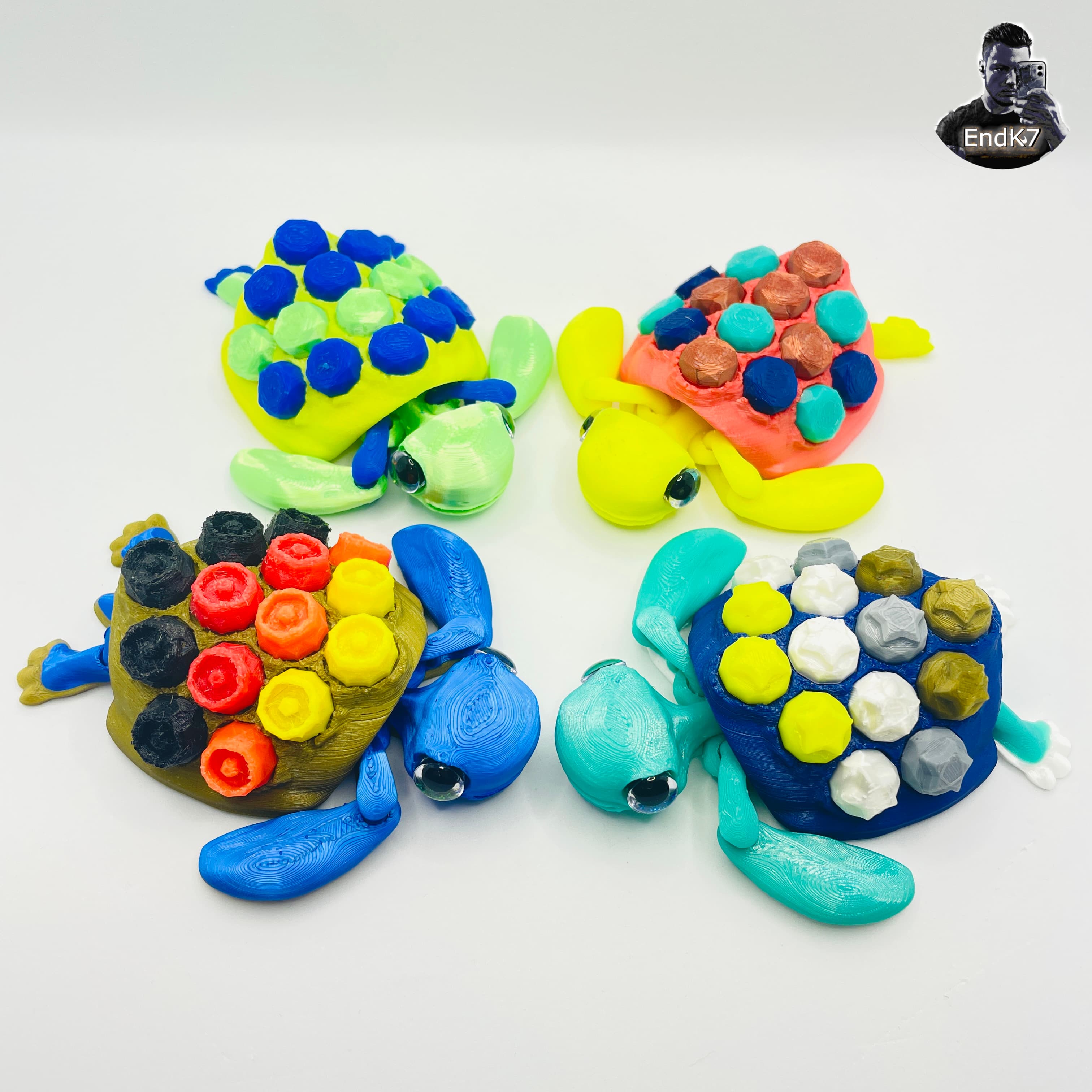 Cute Articulated Turtles #3 - Swappable & Customizable Shell - Print in Place - No Supports 3d model