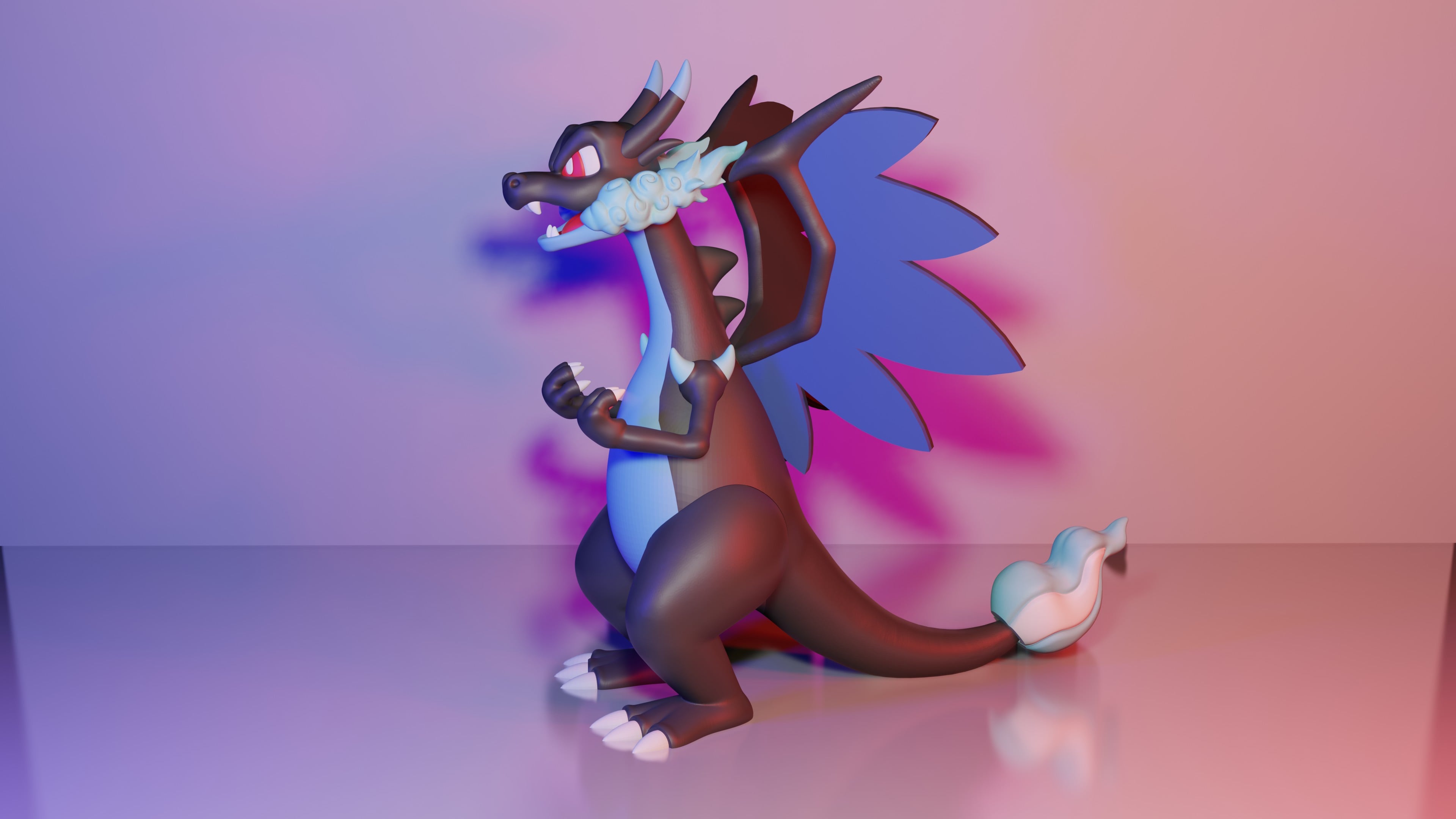 Mega Charizard X - Multiparts 3d model
