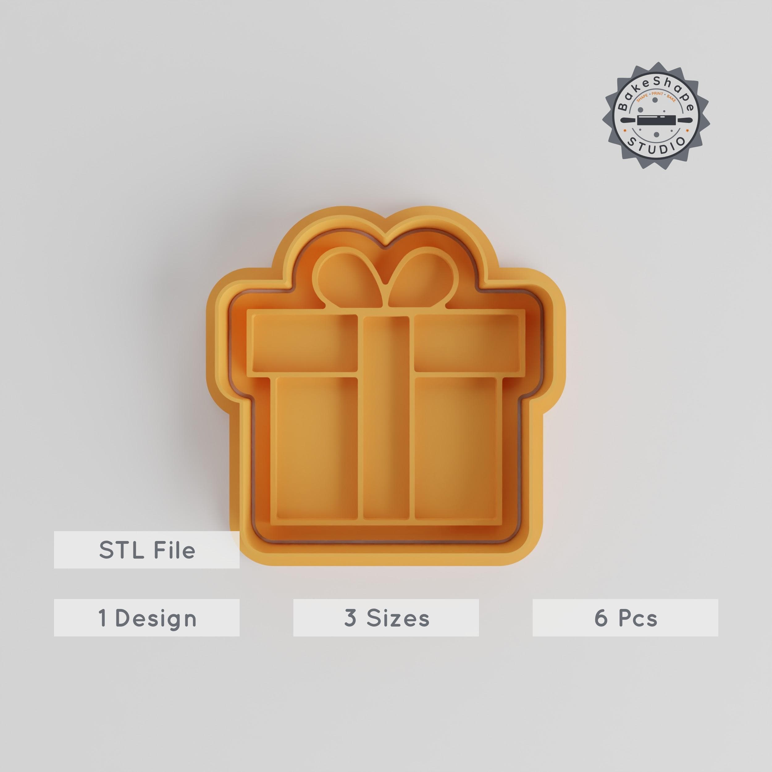 Gift Box Shape Cutter & Stamp Set, Perfect for Cookies & Fondant, 6 Piece Bundle, Sizes S/M/L, Ideal for Celebrations & Holidays PRODUCT_4875 3d model