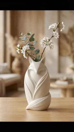 Minimalist Fox Silhouette Vase - Biomorphic Sculptural Home Decor 3d model