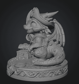 Cute Treasure Hunter Dragon STL File for 3D Printing 3d model