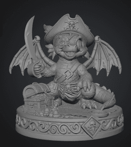 Cute Treasure Hunter Dragon STL File for 3D Printing 3d model