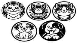 Leather Stamp Collection 65mm Kittens and Puppies 3d model