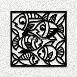 abstract picasso fish 1 WALL ART HOME DECOR 3d model