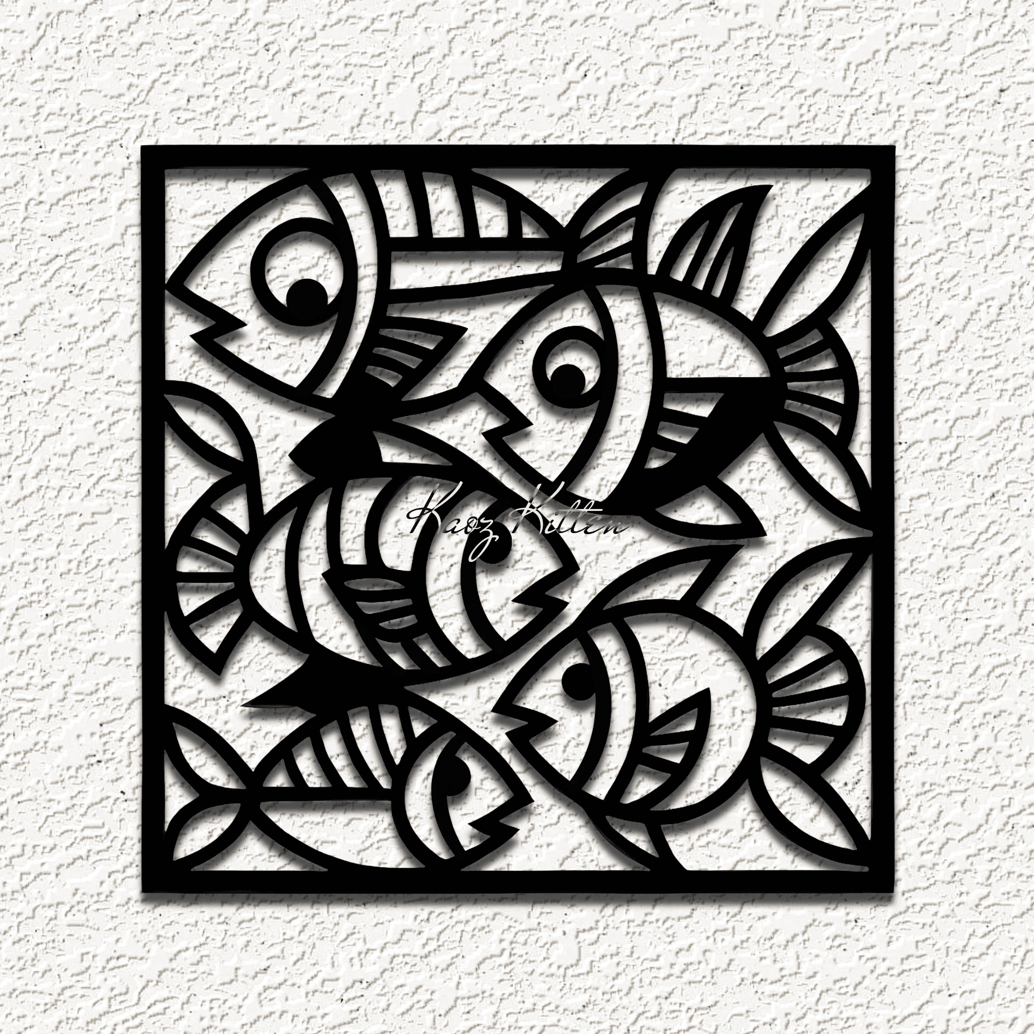 abstract picasso fish 1 WALL ART HOME DECOR 3d model