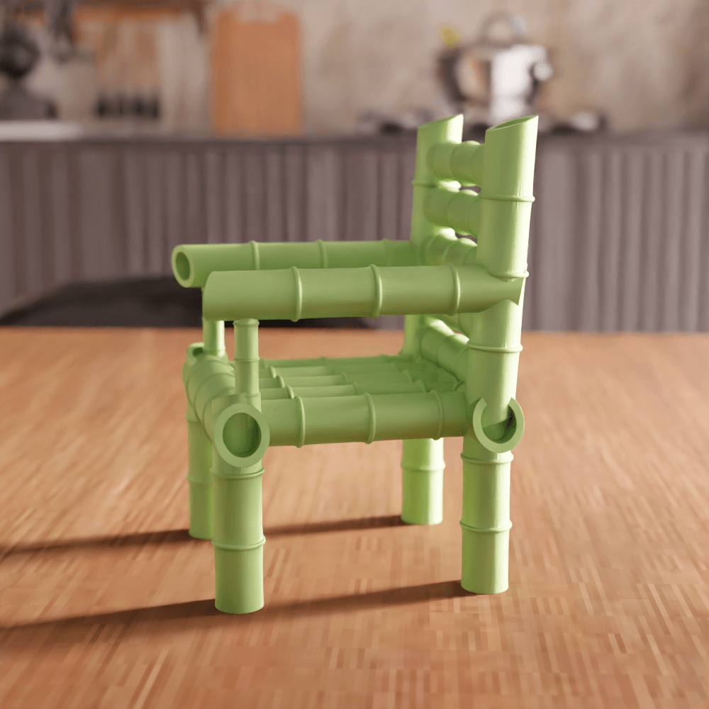 Bamboo-Style Decorative Chair 3d model