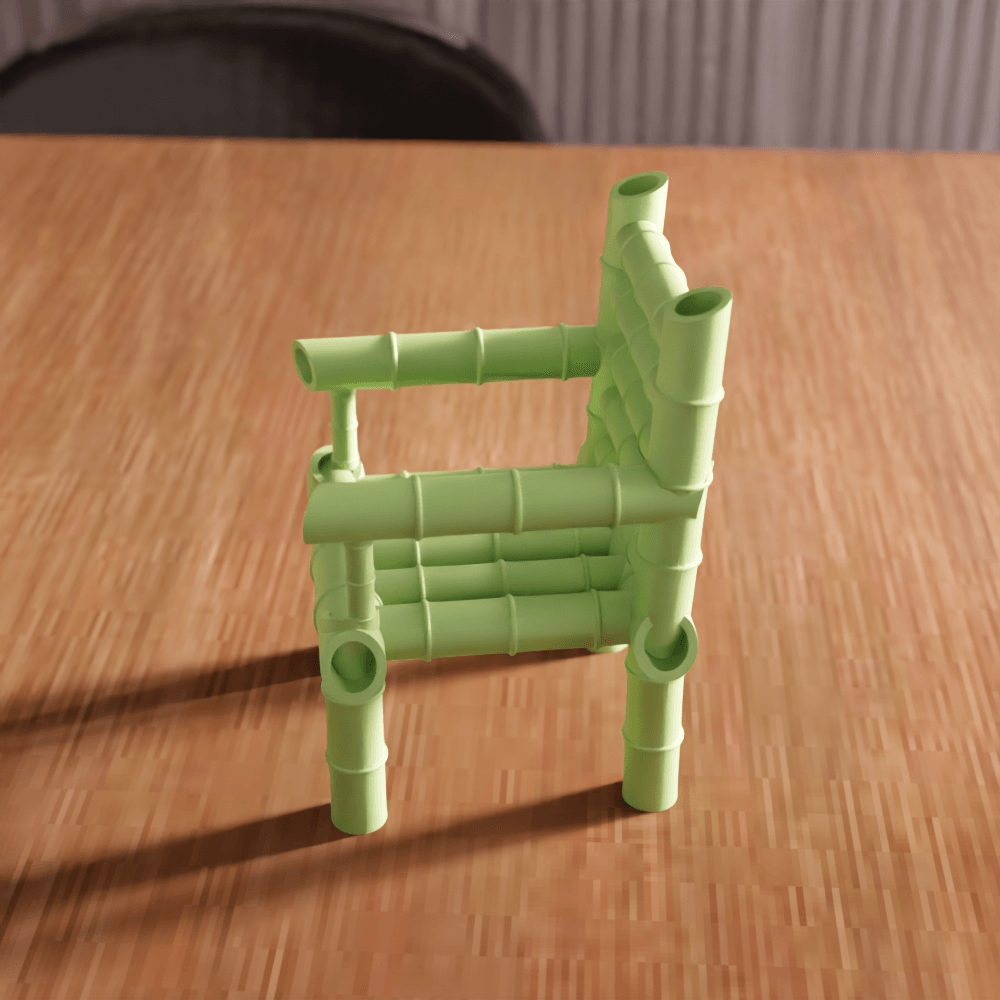Bamboo-Style Decorative Chair 3d model