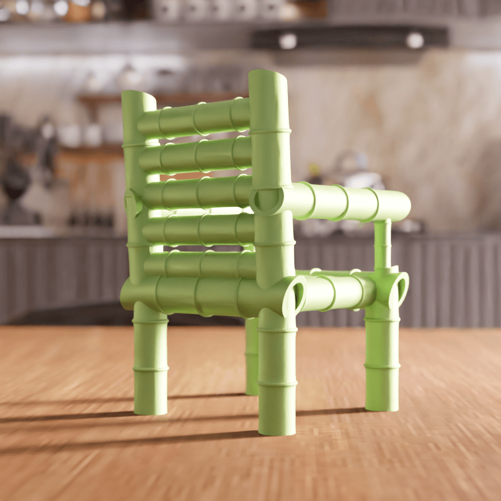 Bamboo-Style Decorative Chair 3d model