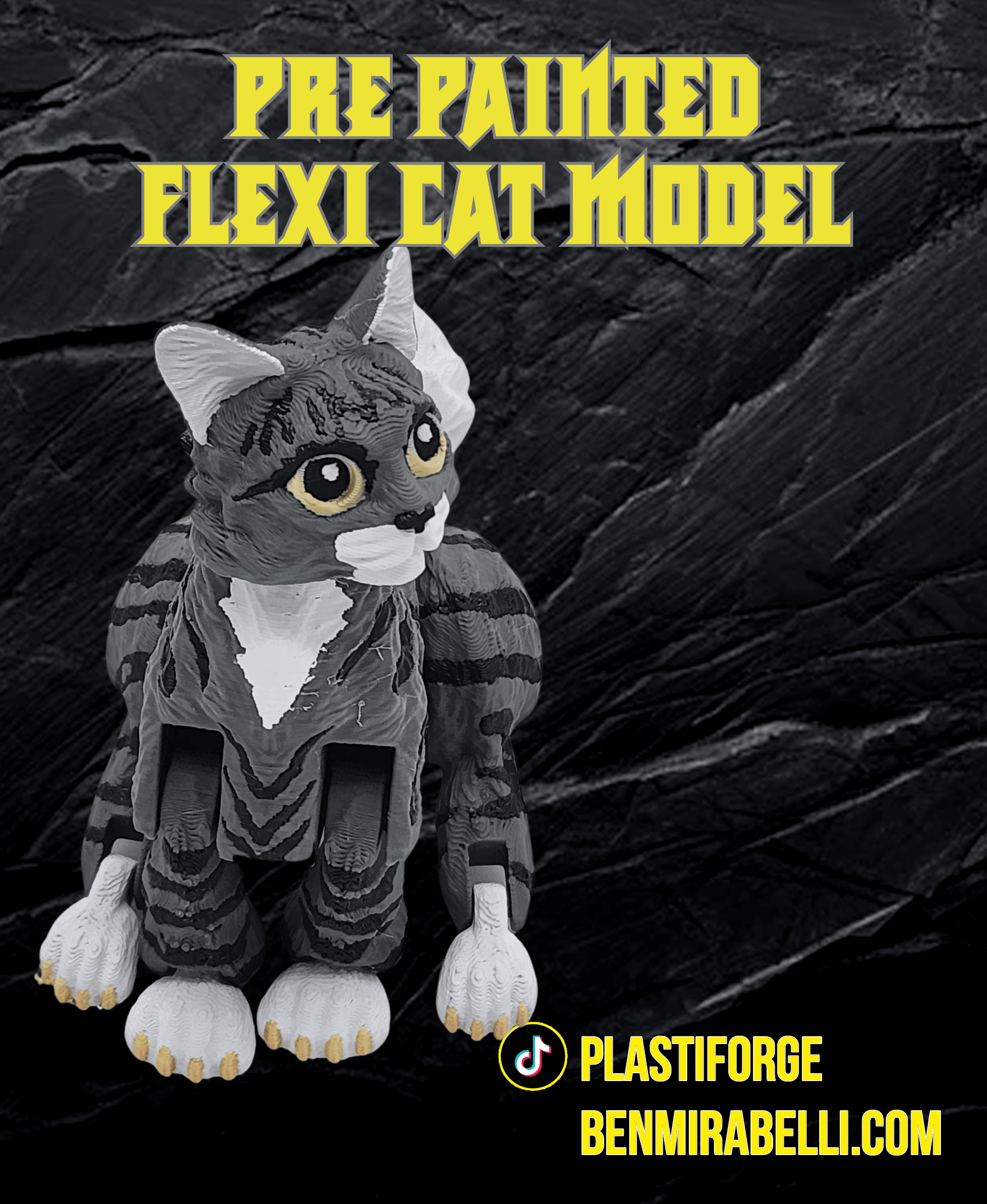 Flexi Fluffy Cat (pre painted) 3d model