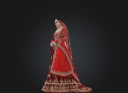 3D Digital Traditional Red Bridal Lehenga 3d model