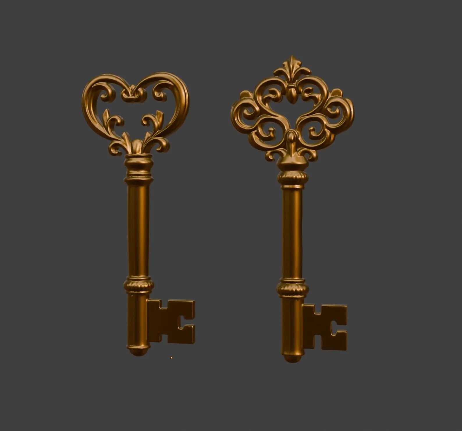Vintage Ornate Skeleton Keys 3d model