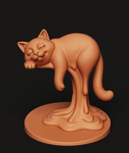 Melting Cat Multi-Color 3MF | Funny Tabby Figurine | Bambu Ready 3d model