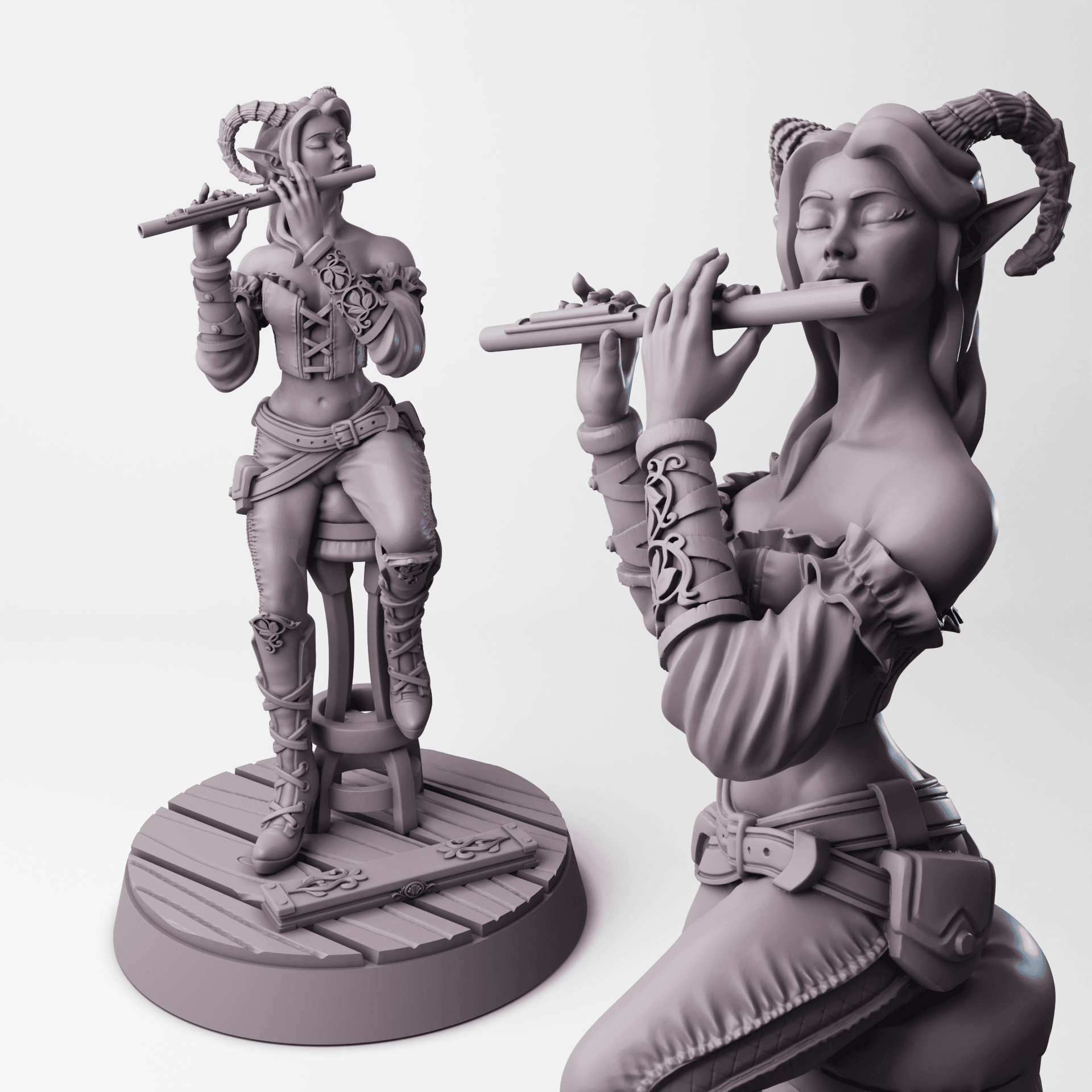 Tiefling Bard - Hellspawn Tabletop RPG Mini 3d model