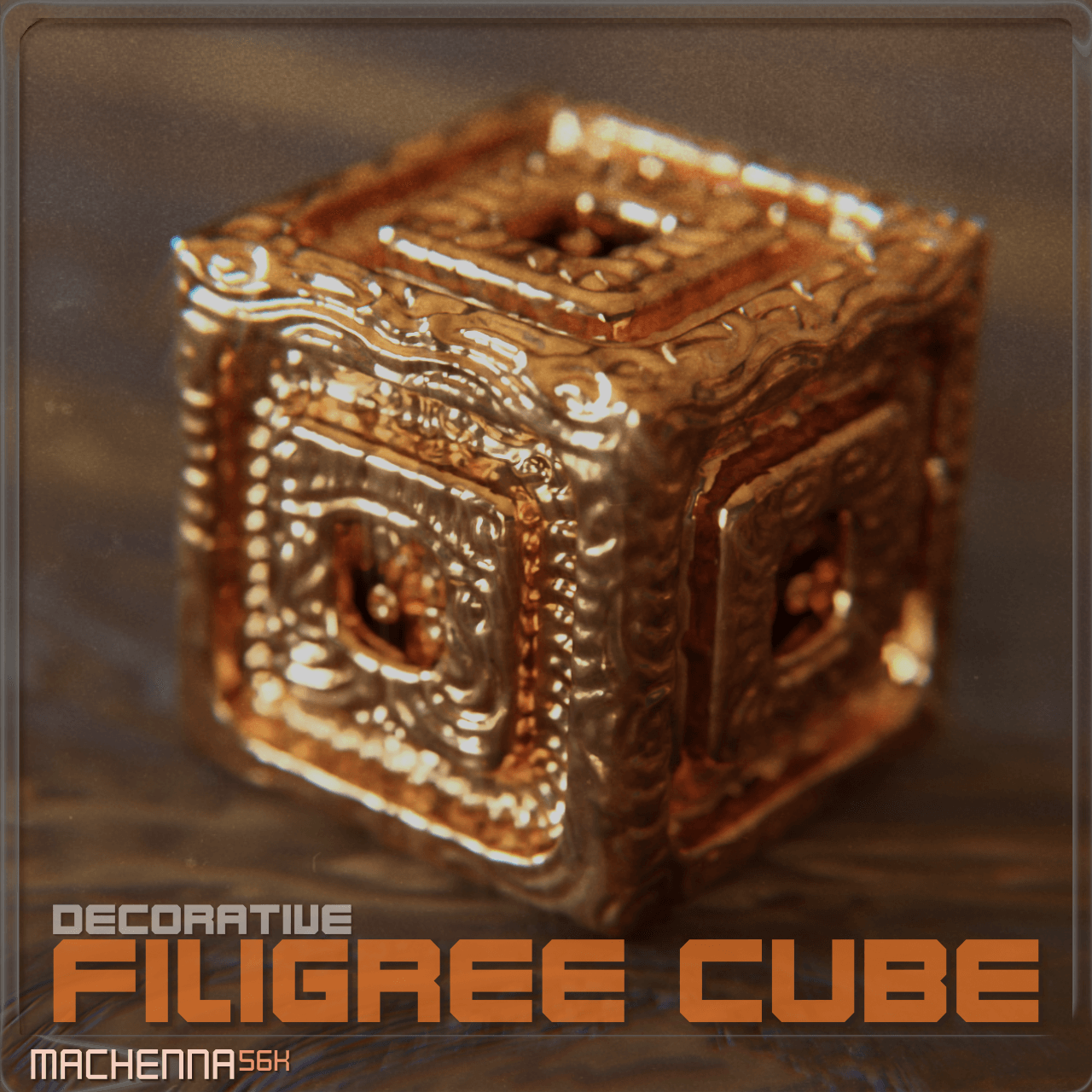 Decorative Filigree Cube 3d model