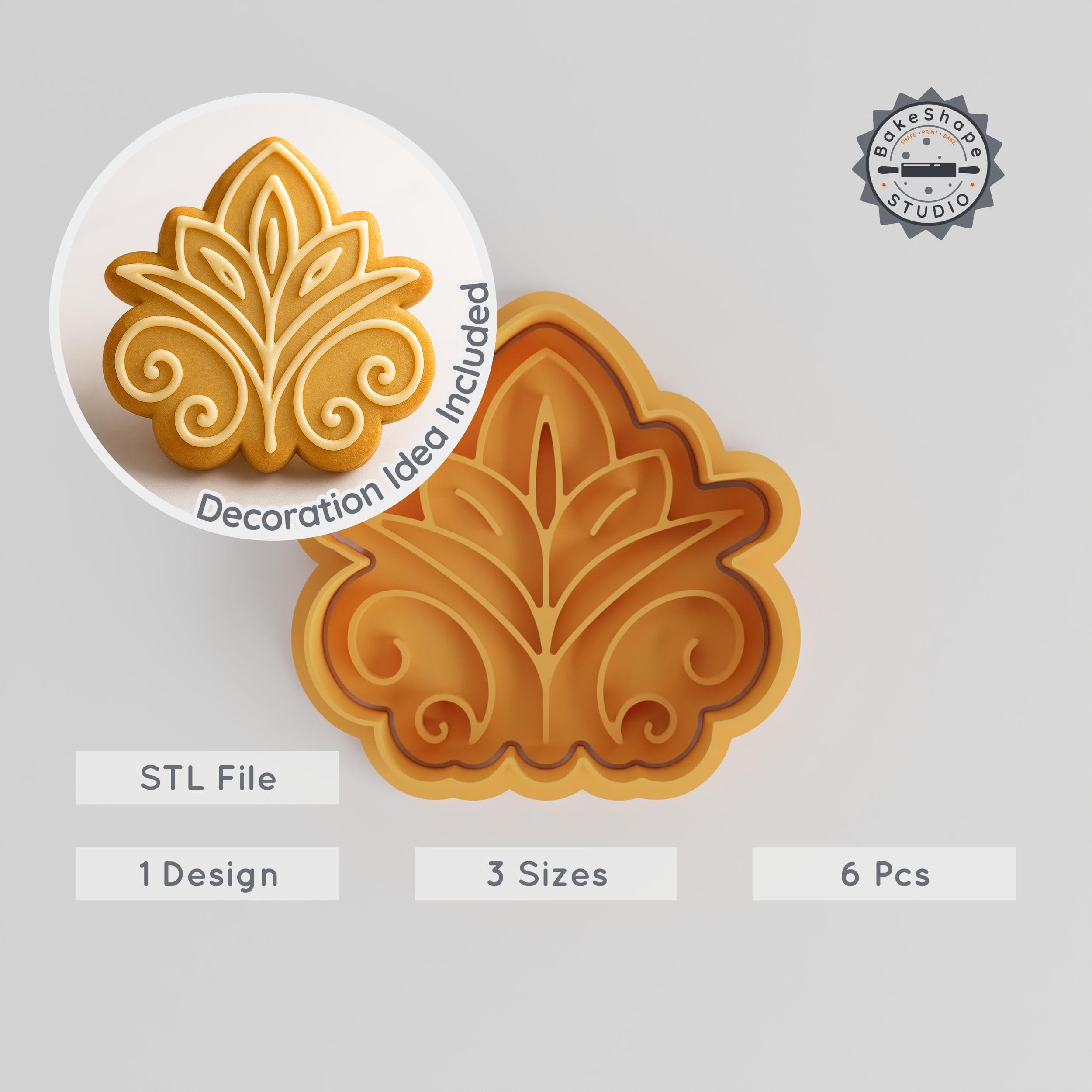 Flower Cookie Cutter & Stamp Set, Skull & Bloom Design, Day of the Dead Baking, Fondant Tool, 3 Sizes, 6 Pieces Bundle PRODUCT_932 3d model