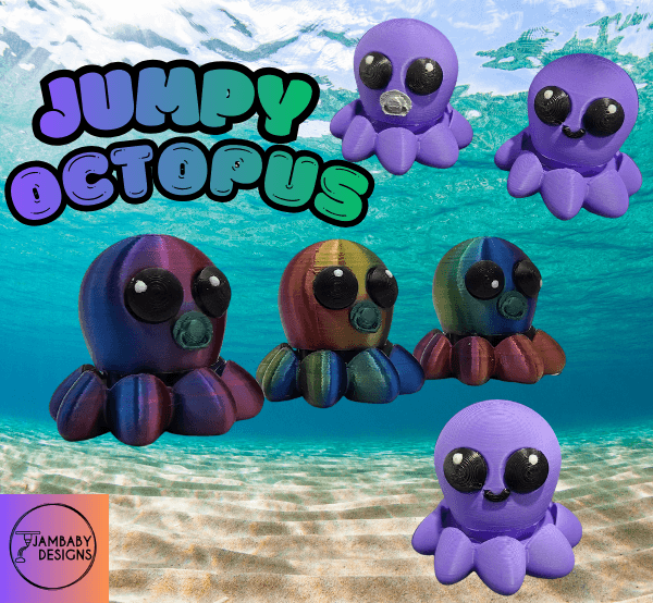 Jumpy Octopus Clicker Fidget Keychain 3d model