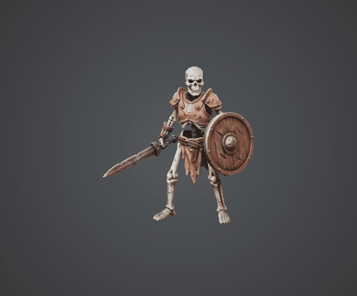 Skeleton Swords with Shield - Tabletop Miniature 3d model