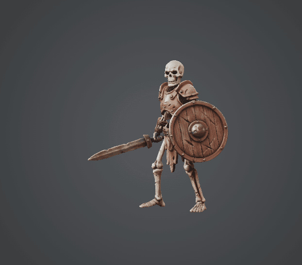 Skeleton Swords with Shield - Tabletop Miniature 3d model