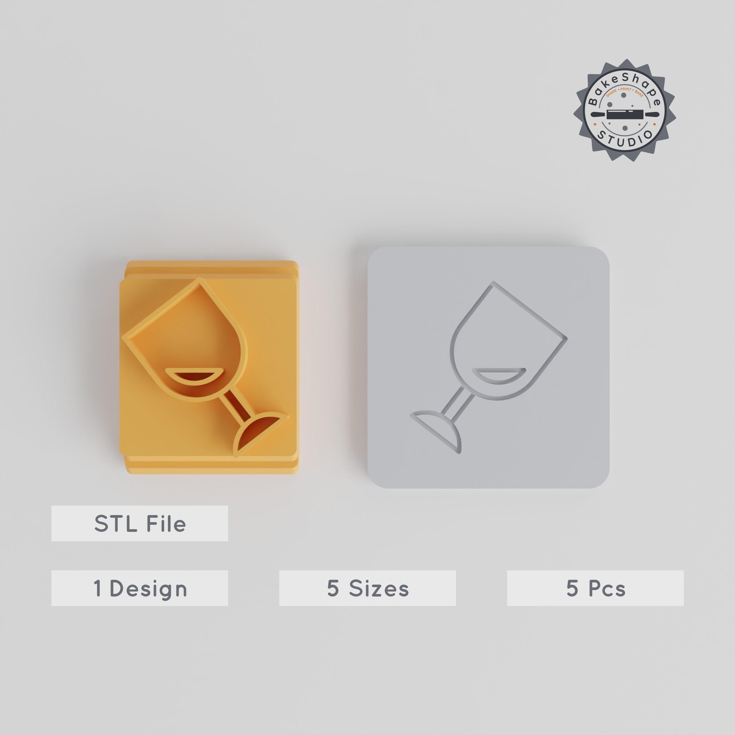 Wine Stamp Tile Set, 5 Motif Sizes, Perfect for Clay, Cookies & Fondant Craft PRODUCT_2327 3d model