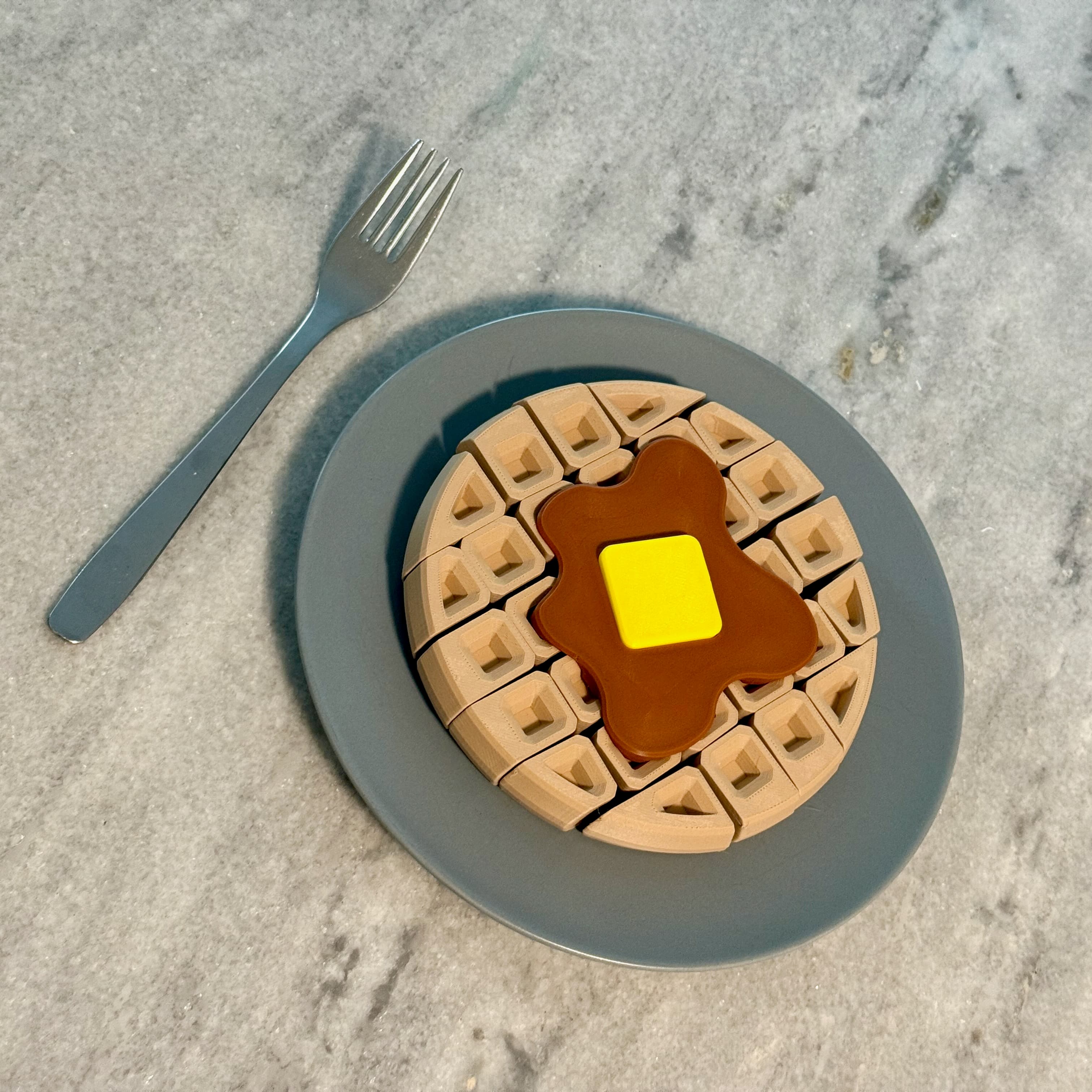Overture PLA Matter Light Brown Waffle, Bambu Lab PLA Basic Brown and Yellow for the syrup and butter!