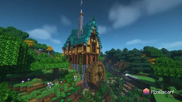 Minecraft Water Mill 3d model