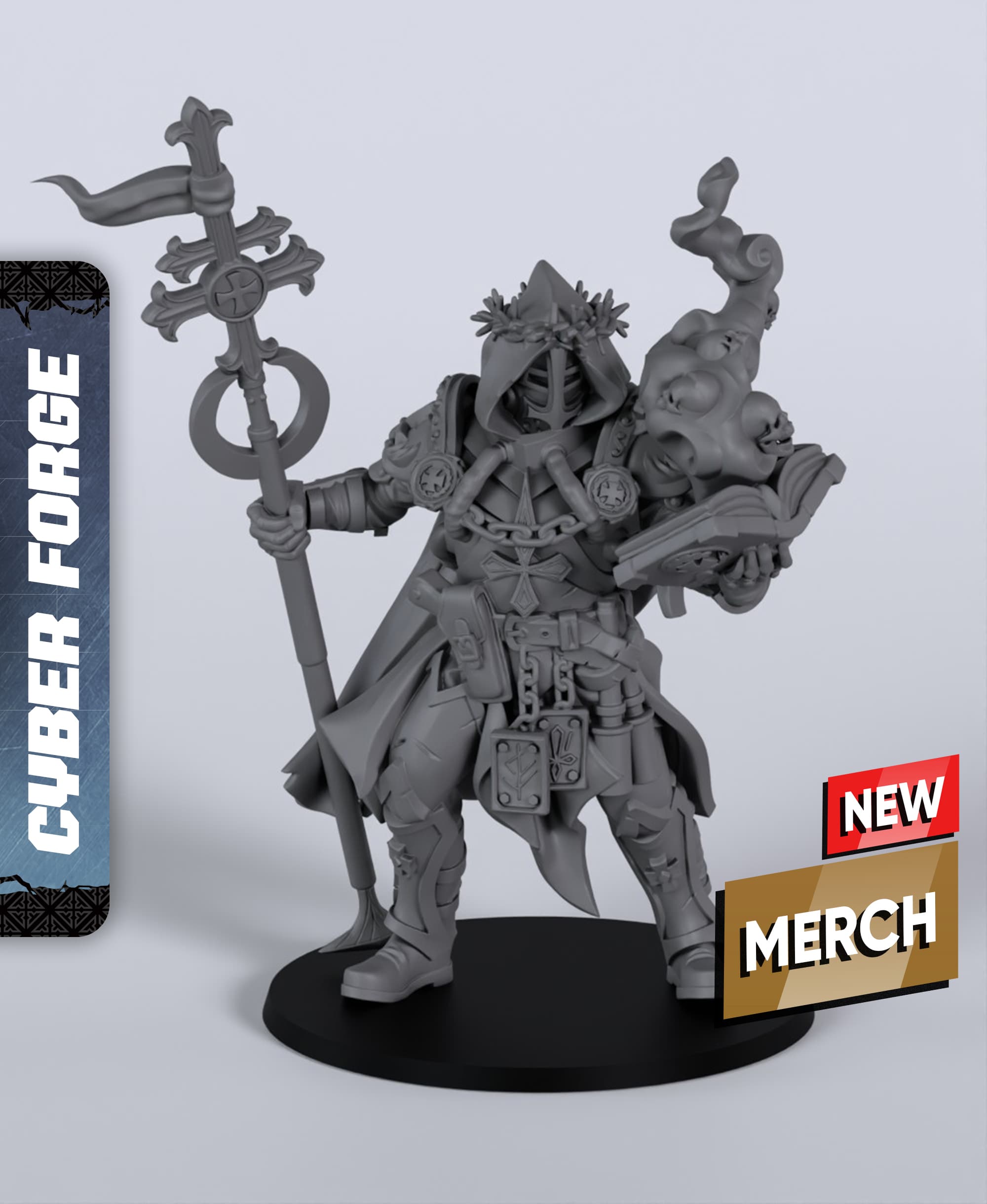 Hell Priest - With Free Cyberpunk Warhammer - 40k Sci-Fi Gift Ideas for RPG and Wargamers 3d model