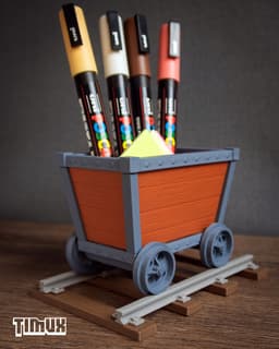 VINTAGE MINECART - PEN HOLDER 3d model
