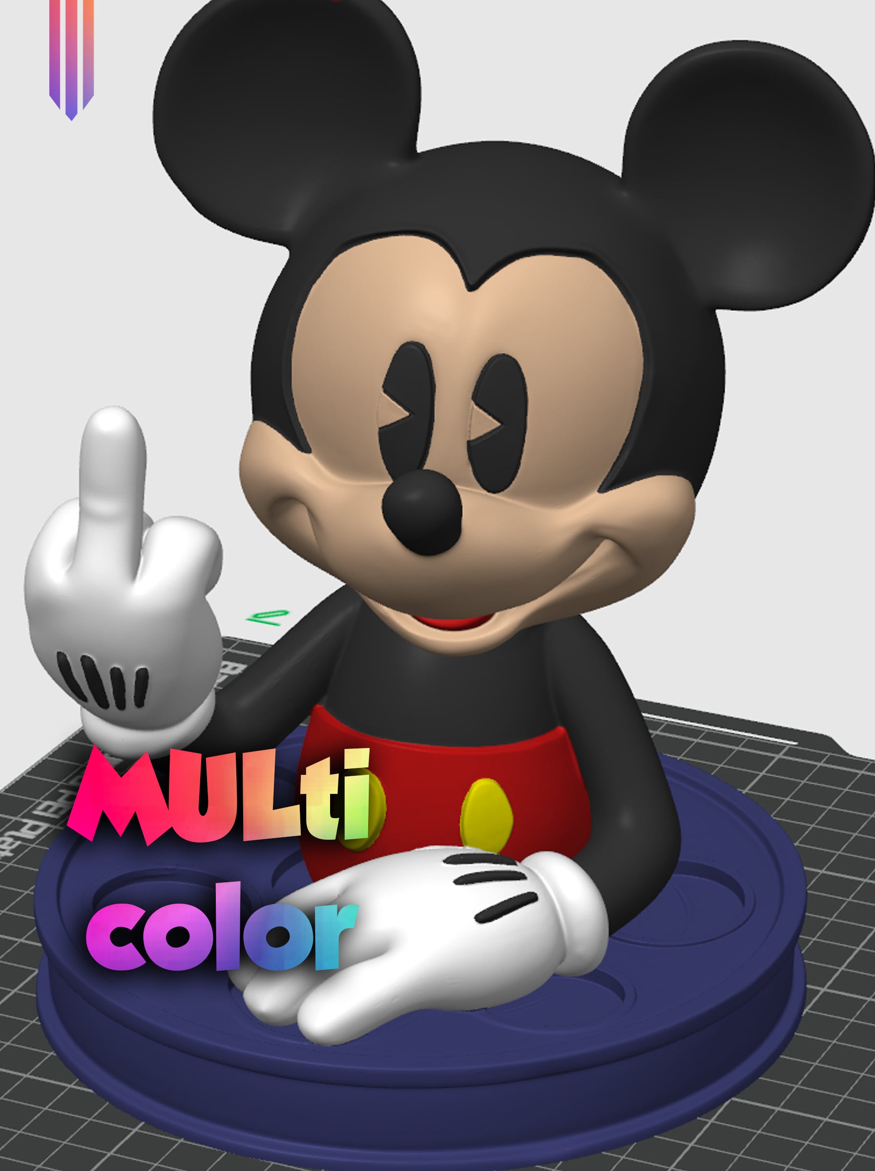 Rude Cartoon Mouse Figure 3MF | FanArt Multi-Color | Funny 3d model