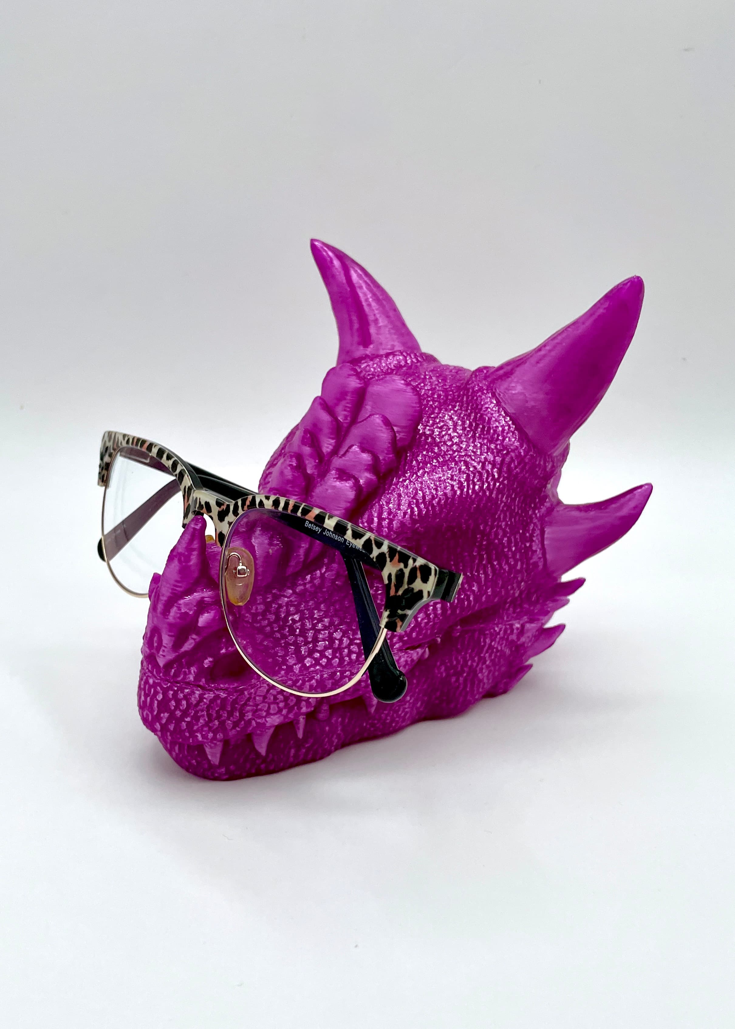 Dragon Glasses Holder / Phone Holder/ Jewelry Tray / 3MF Included / No Supports - Printbed Translucent Purple - 3d model