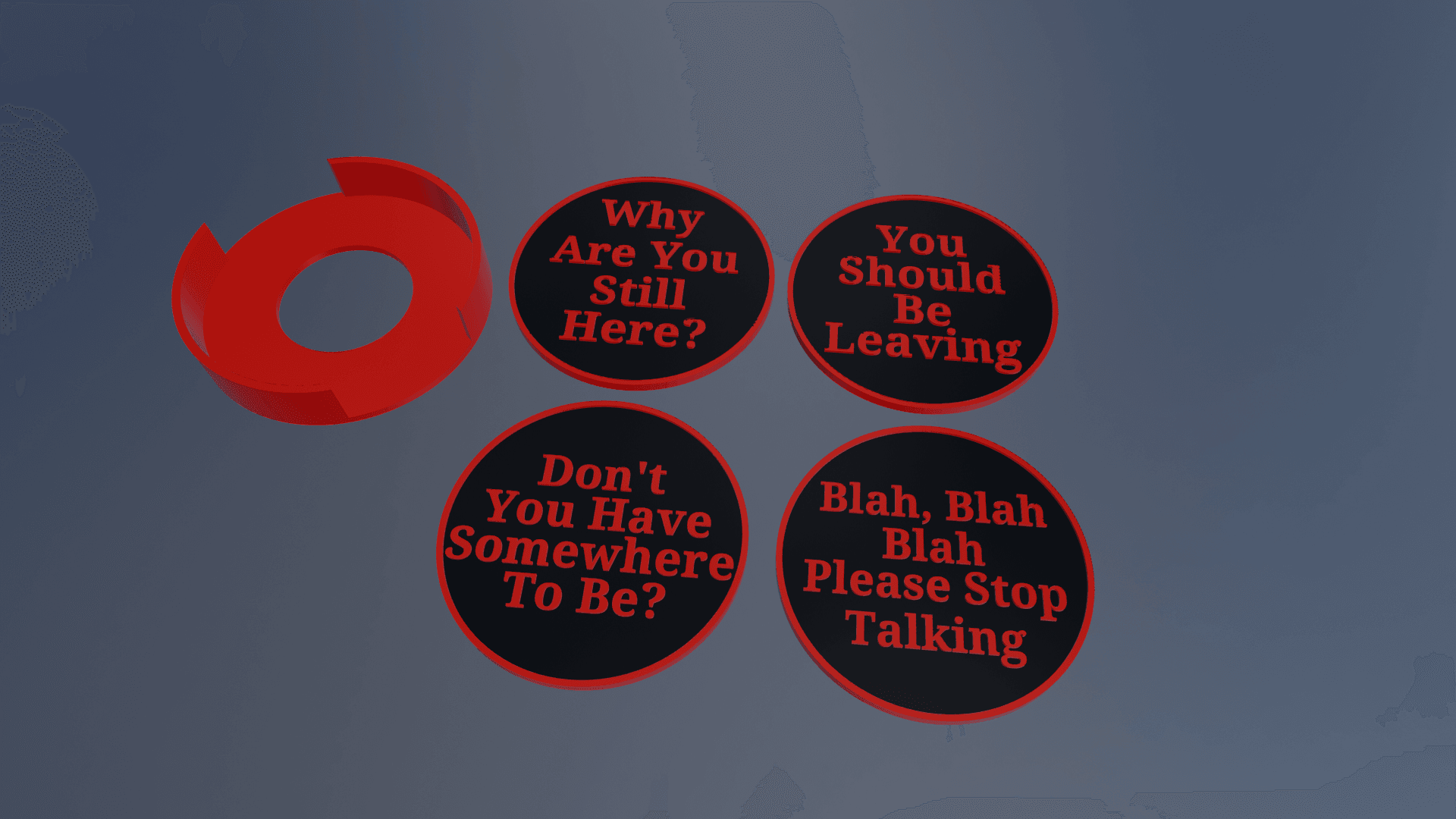 Funny Coffee Table Coasters - Set of 4 3d model
