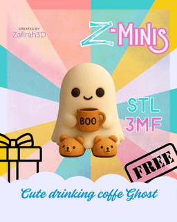 Cute Drinking Coffe Ghost for Free Z-Minis 3d model