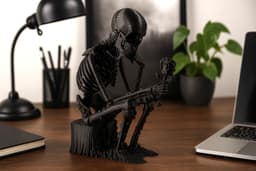 Pixel Skeleton Sculpture – Gothic Unique Art 3d model
