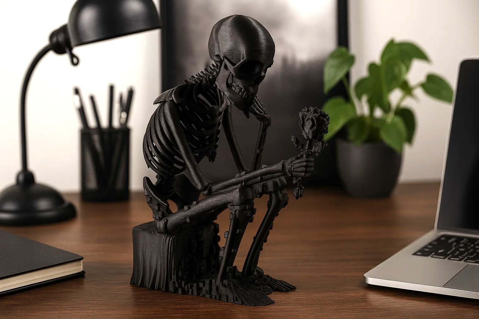 Pixel Skeleton Sculpture – Gothic Unique Art 3d model