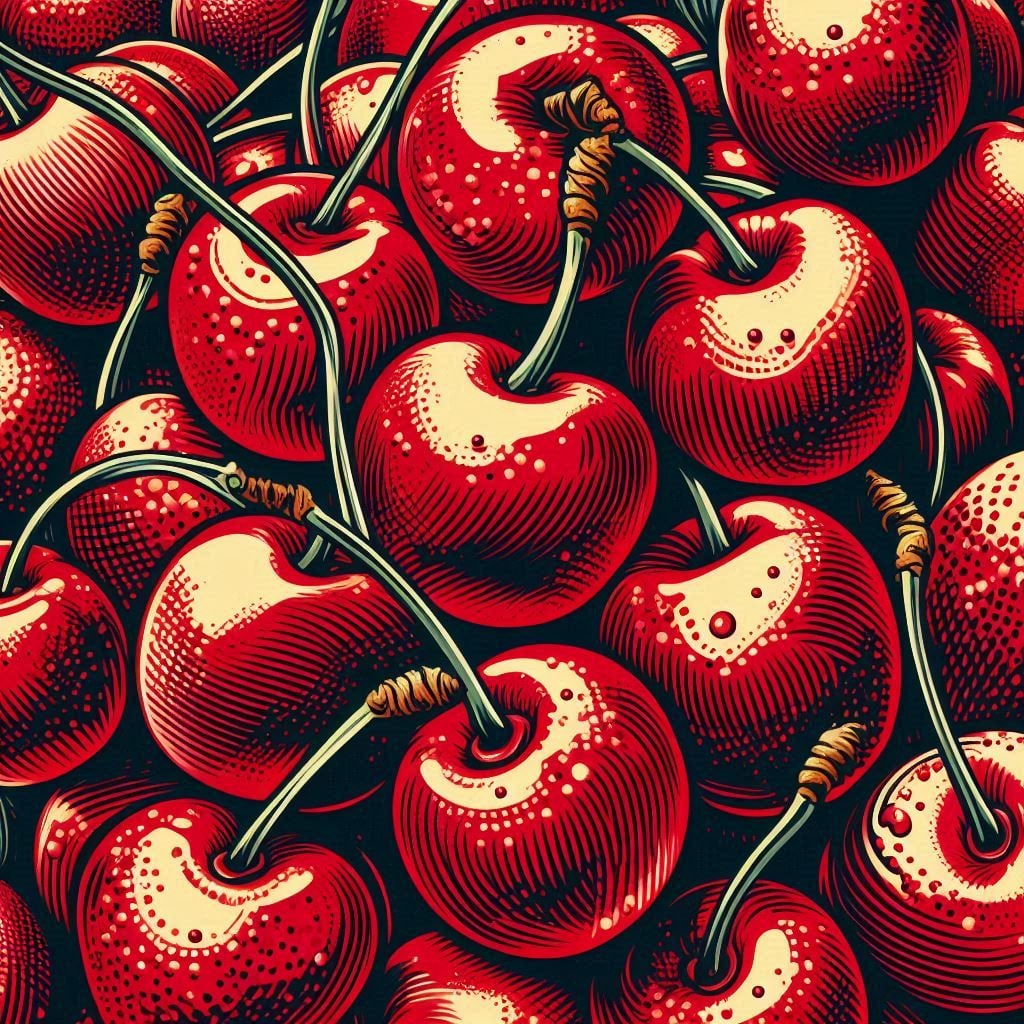 Cherries HueForge Woodblock Art Print 3d model