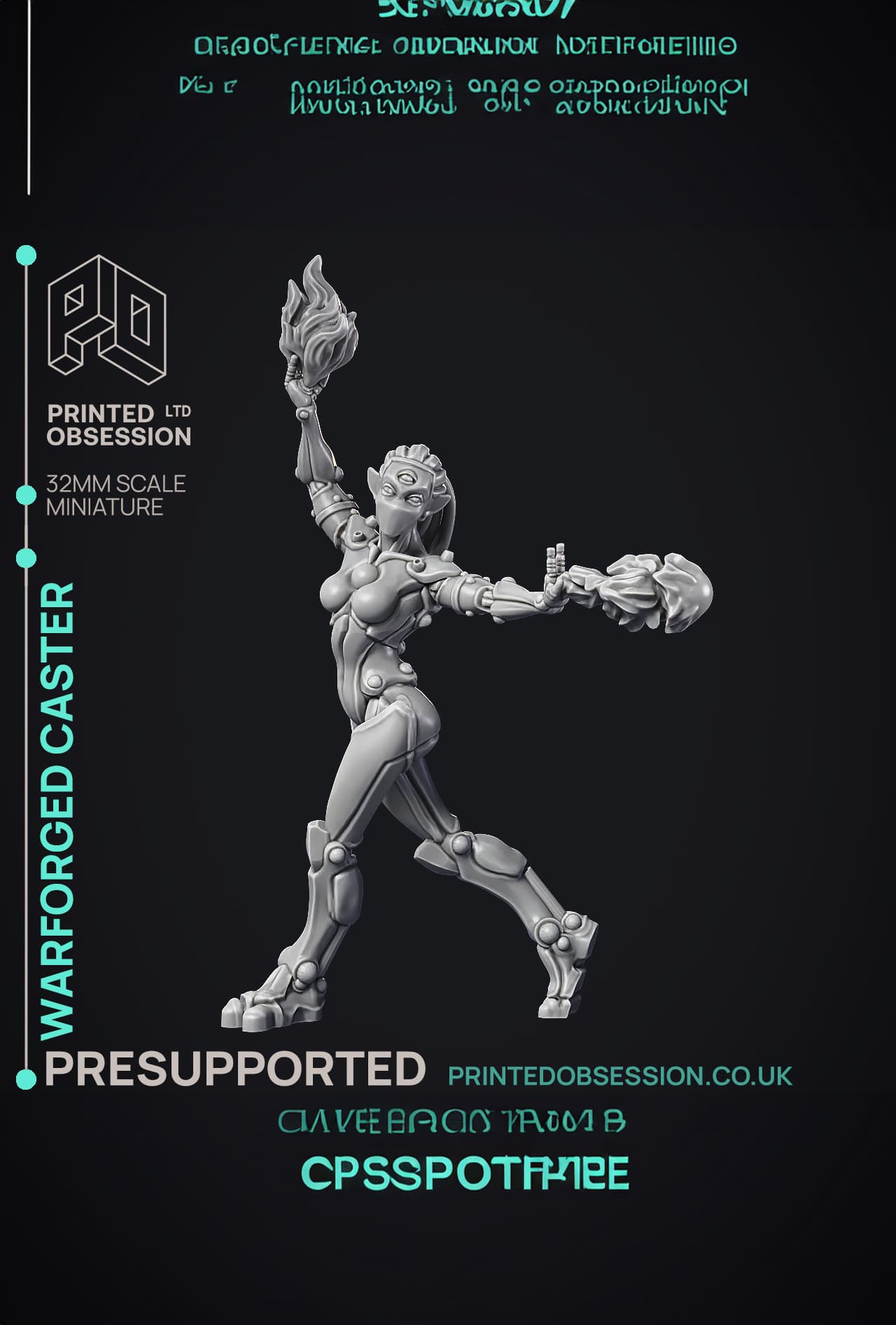Warforged Caster - Assassin Clan - PRESUPPORTED - 32 mm scale 3d model