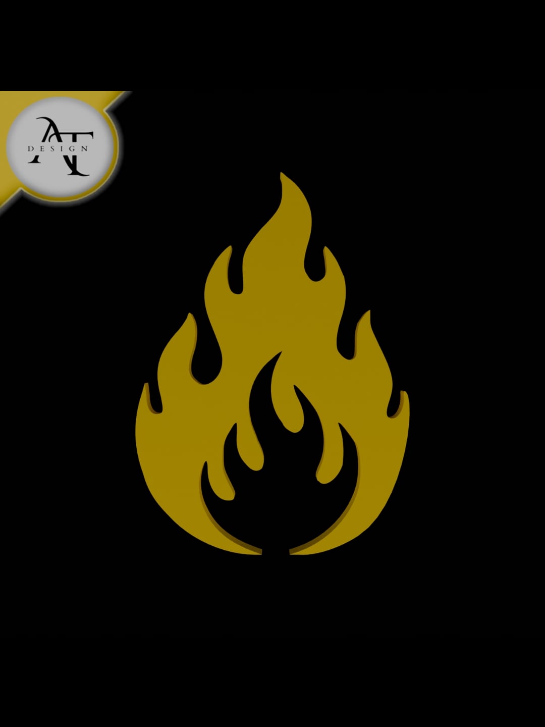 Simple Flame Symbol - 2D Art 3d model