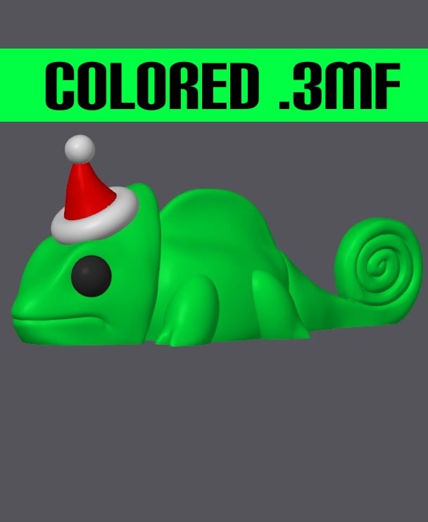 Christmas Chameleon - Mini Monster #4 Colored .3MF 3d model
