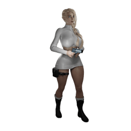 Curvy Spy with her pistol v2 3d model