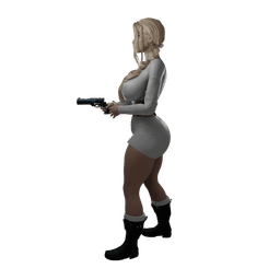 Curvy Spy with her pistol v2 3d model
